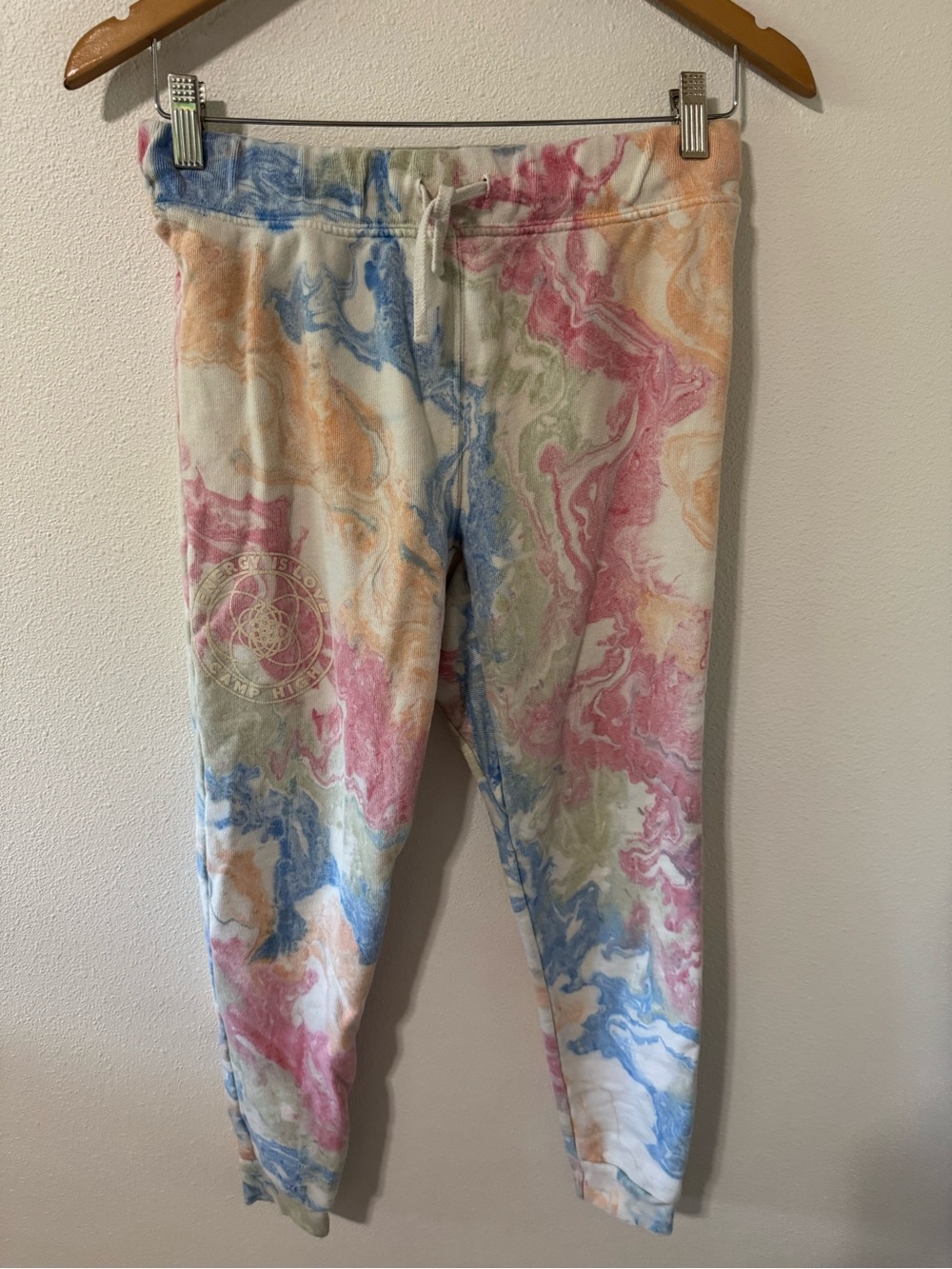 Camp High Skittle Marble Dye Sweat Pant Multicolor French Terry Drawstring-S
